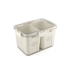 S&T - Organizador de Alimentos rectangular con tapa FB-02 Blanco+transparent