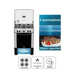 MABE - Cocina CMP6014AG0 4 Hornillas Grafito Inoxidable.