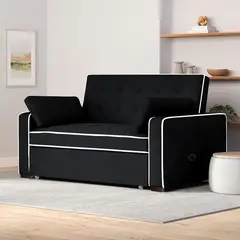 BARAKA HOME - Sofá Cama Hisar con 2 Almohadas 2 Plz - Negro
