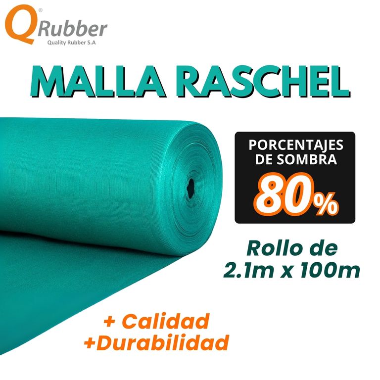 Malla raschel 80% 100 M x 2.1 M verde - QRubber
