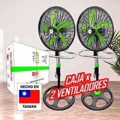 SM - 2 VENTILADORES DE TAIWAN CON PÉSDESTAL 3 EN 1 DE 18" DE 125W - 5 ASPAS