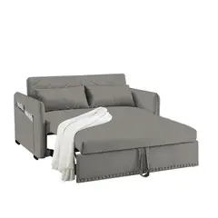 BARAKA HOME - Sofá Cama Filipos con Almohadas y Bolsillos Laterales 2 Plz - Gris Oscuro