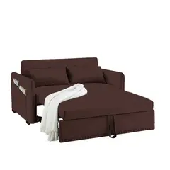 BARAKA HOME - Sofá Cama Filipos con Almohadas y Bolsillos Laterales 2 Plz - Chocolate