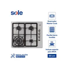 SOLE - Cocina a Gas Empotrable SOLCO036 4 Hornillas