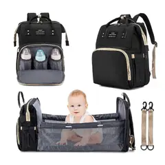 GENERICO - Pañalera Mochila Bebe Cambiador Cuna 3 en 1 Color Aleatorio