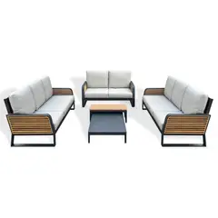 FRITECSA - Mueble De Terraza Sala De Madera Teca Y Aluminio 8 Personas Modelo: LEAF-8
