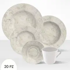 TRAMONTINA - Juego de Vajilla X20 Piezas Travertino
