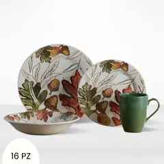 CORONA - Juego de Vajilla Castaña 16 Piezas