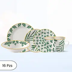 CORONA - Juego de Vajilla Salvia 16 Piezas