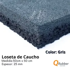 QRUBBER - Loseta De Caucho Color Gris 50cm x 50cm x 25mm -