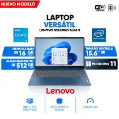 LENOVO - Laptop IdeaPad Slim 3, Core i5-12450H, 16GB LPDDR5, 512GB SSD, 15 6 FHD