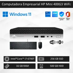 INTEL - Computadora PC HP Mini 400G3 WiFi - ci7 6700T 16GB RAM-256GB SSD+500GB HDD