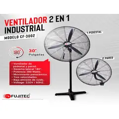 FUJITEC - Ventilador Industrial CF-3002 de 30" 2 en 1 280W - Negro