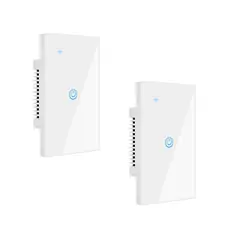 OEM - Pack 2 Interruptores Inteligente Wifi 1 Botón Con/Sin Neutro Blanco
