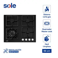SOLE - Cocina a Gas Empotrable SOLCO040 4 Hornillas