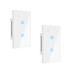 OEM - Pack 2 Interruptores Inteligente Wifi 2 Botones Con/Sin Neutro Blanco