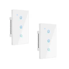 OEM - Pack 2 Interruptores Inteligente Wifi 3 Botones Con/Sin Neutro Blanco