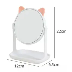 GENERICO - Espejo Joyero de Tocador en Forma de Gatito Rosado Blanco Mini