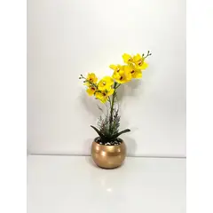 GENERICO - ORQUIDEA AMARILLA 40 X 12 BASE DORADA