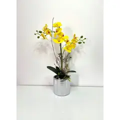 GENERICO - ORQUIDEA AMARILLA 47 X 12 BASE PLATEADA CIL
