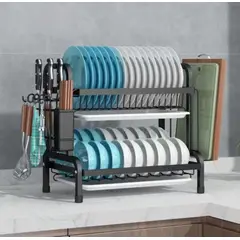 GENERICO - Secaplatos Organizador de Cocina Escurridor de 2 Niveles Portaplatos
