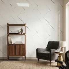 DECOKASA - Papel Tapiz Autoadhesivo Tipo Marmol Rollo Vinilico 3,6 m2- Blanco Elegance