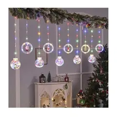 GENERICO - Luces Navideñas RGB Cascada Guirnaldas Cortinas con Esferas y Aros