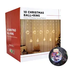 GENERICO - Cortina de Luces Led RGB Decoración Navidad Aros y Esferas 3 metros