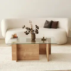 TU MESITA - Moderna Mesa de Centro Diana color Roble con Vidrio