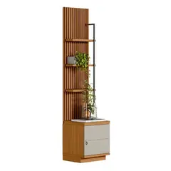 TU MESITA - Estante con Panel y Velador Logan 1 puerta color HayaBlanco