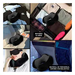 RYBIU IMPORT - Cojin Duradero para Viajes en Tono Negro Y+Regalo Stickers