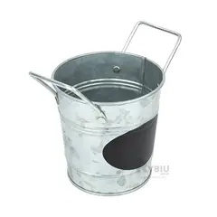 RYBIU IMPORT - Macetero Modelo de Cubo de Metal con Nota Ovalada Plateado