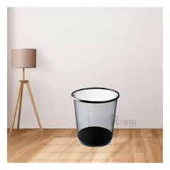 RYBIU IMPORT - Tacho de Basura con Malla Metalica Circular en Color Negro