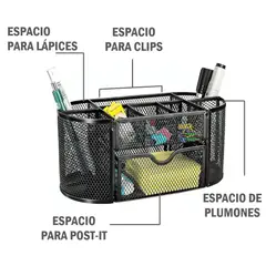 GENERICO - Organizador metálico de escritorio negro