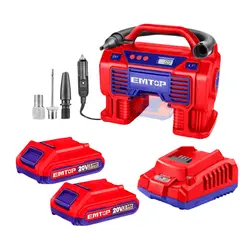 EMTOP - COMPRESOR AIRE 160PSI 11BAR 20V + BAT 2AH x2 + CARG -EMTOP