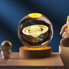 GENERICO - LAMPARA ESFERA DE CRISTAL 3D SATURNO
