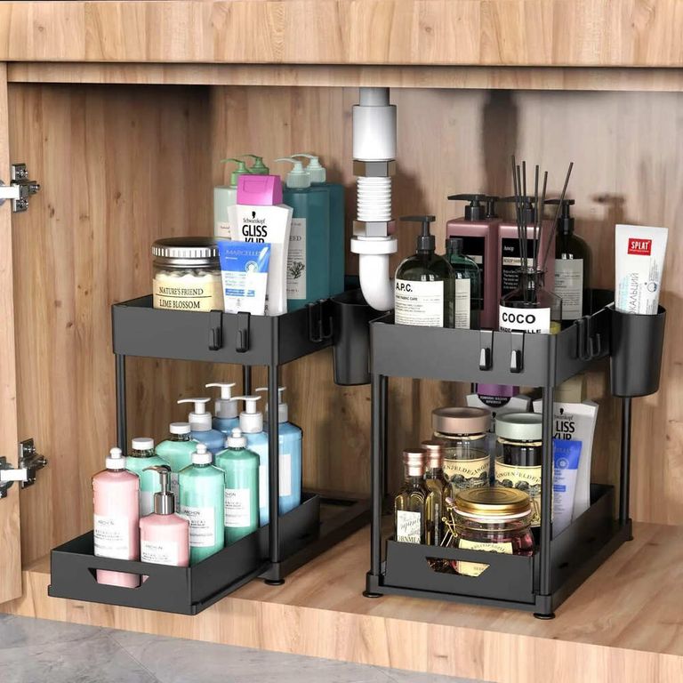 Organizador con Bandeja Deslizante De 2 Niveles - Color Negro