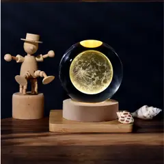 GENERICO - LAMPARA ESFERA DE CRISTAL 3D LUNA