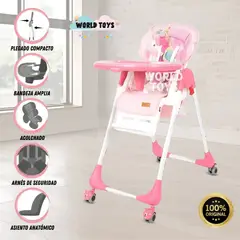 Baby - Silla de Comer «TEYLAR» con Ruedas Pink