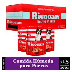 MARCA - Pack Caja x15 Comida Húmeda Perro Ricocan Carne 100gr