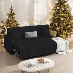 BARAKA HOME - Sofá Cama Multifuncional Rosoman con Almohadas 3 cuerpos - Negro