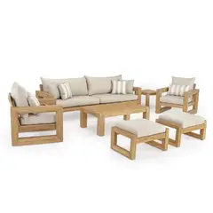 MOBILIARI - MP Juego de Sala para Terraza o Jardín Ely Standard de 2-1-1 cuerpos + 2 Bancas - Beige