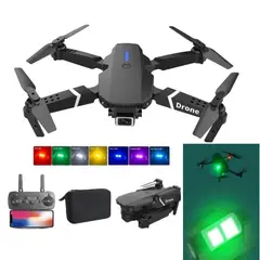 GENERICO - Dron E88 4K Cámara HD + Luz LED RGB Plegable WiFi Navidad Genieka
