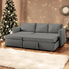 BARAKA HOME - Sofá Cama Multifuncional Kozani 3 cuerpos - Gris Oscuro