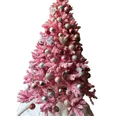 BARBIE - Arbol Navideño Nevado Rosado 180 MTS + 117 bolas + 9 corazones