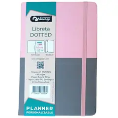 VANTAGE - LIBRETA DOTTED 14x21 - rosa gris