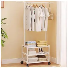 GENERICO - Colgador de Ropa Zapatera Elegante con Ruedas 161x92x35cm - Blanco