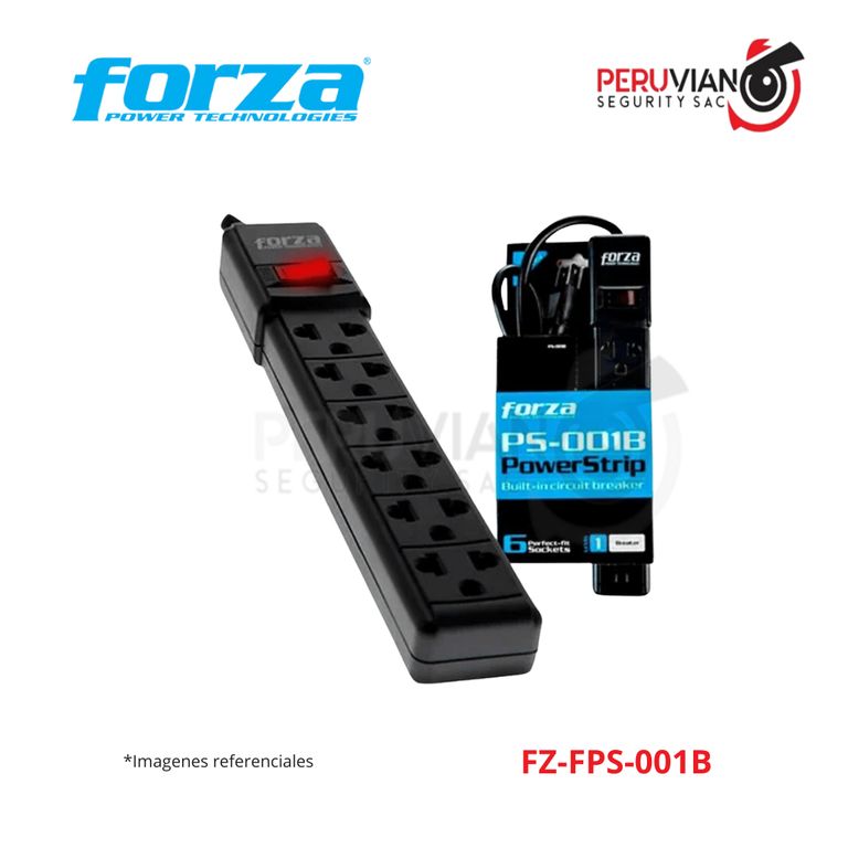 ESTABILIZADOR REGLETA NEGRA 6 TOMAS FORZA FZ-FPS-001B