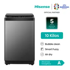 HISENSE - Lavadora Hisense10 Kg Carga Superior Automática Negro Claro