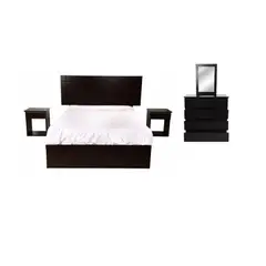 HOGAR & SPACIOS - HYS DORMITORIO 2 PLZ ORQUIDEA 2 VELADORES COMODA MARRON OSCURO